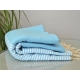 Serviette Fouta nid d'abeille Bleu Ciel rayé blanc grossiste